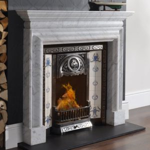 The Bolection 6-Inch Leg Mantel in White Carrara