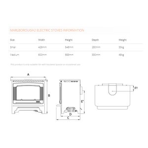 Gazco Marlborough 2 Electric Stove Measurements