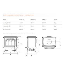 Gazco Huntingdon Electric Stove Measurements
