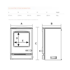 Gazco CL3 Electric Stove Measurements