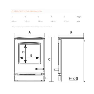 Gazco CL5 Electric Stove Measurements
