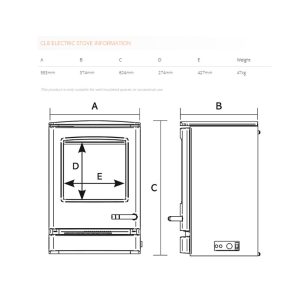 Gazco CL8 Electric Stove Measurements