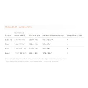 Stovax Studio Edge+ Measurements