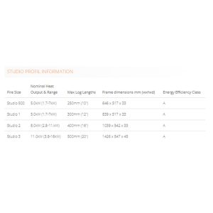 Stovax Studio Profil Measurements