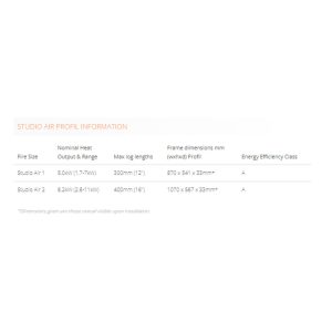 Stovax Studio Air Inset - Profil Measurements