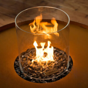 Planika Galio Round Gas Fire Pit -with an optional glass cylinder