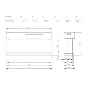 Gazco eReflex 110W 3 Sided Measurements