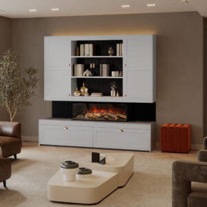 Emberlux Harrow Small Media Suite - Richmond Doors in Super Matt Light Grey and Optional Shelving