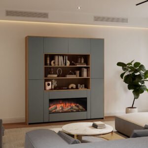 Emberlux Teddington Small Media Suite - Venice Doors in Matt Sage Green and Optional Shelving