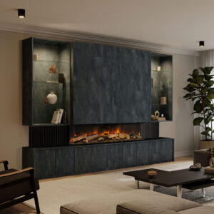 Emberlux Kingston Media Suite -Double Shelves - Charcoal Flow