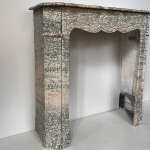19th Century Louis XV Pompadour Mantel in Vert D'Estours Marble