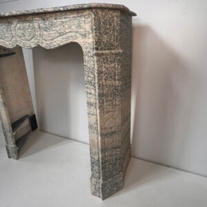 19th Century Louis XV Pompadour Mantel in Vert D'Estours Marble