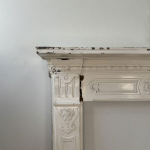 Late Victorian-Edwardian Cast Iron Mantel with Central Patera Motif