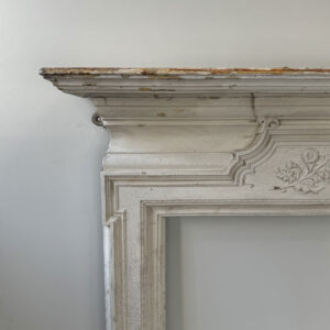 Antique Victorian Cast Iron Mantel with Ornate Floral Central Panel