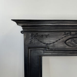 Late Victorian-Edwardian Cast Iron Mantel with Central Urn Motif
