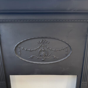 Antique Late Victorian-Edwardian Cast Iron Mantel in Matt Black