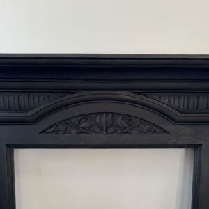 Original Art Nouveau Cast Iron Mantel - Black Finish
