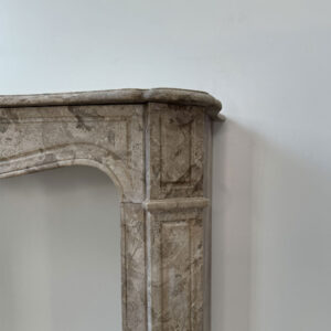 19th Century Louis XV Pompadour Mantel in Perlato Olympo Marble 