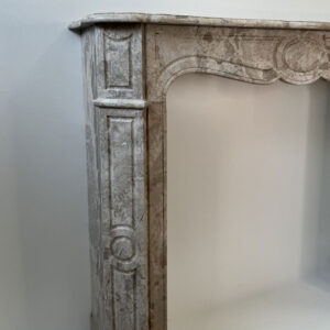 19th Century Louis XV Pompadour Mantel in Perlato Olympo Marble 
