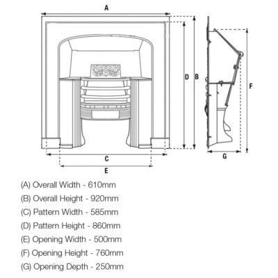 Early 19th Century Hob Grate Measurements 