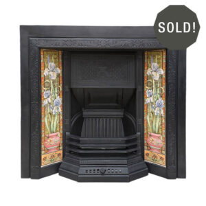 Stovax Blue Iris Tiles shown in an Original Edwardian Tiled Insert