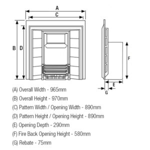 Refurbished Reproduction Highlight Polished Tiled Insert Measurements