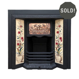 Antique Tiled Insert with Art Nouveau Copper Hood