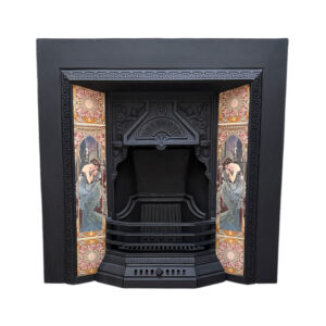 Stovax Alphonse Mucha Nocturnal Slumber Tiles shown in a Refurbished Reproduction Tiled Insert