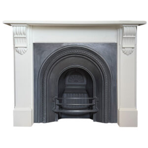 Graphite Early Victorian Antique Arched Insert - Shown with Mantel