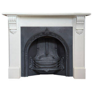 Decorative Refurbished Cast Iron Insert - Shown with Mantel