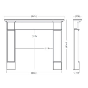 The Silsoe Mantel in Persian Grey Limestone Measurements