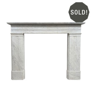 Antique Georgian Carrara Marble Mantel With Stepped Jambs & Frieze