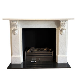 Antique Acanthus Victorian Corbel Mantel in Statuary White Marble