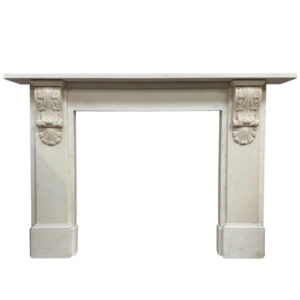 Antique Acanthus Leaf Corbel Mantel in Statuary White Marble