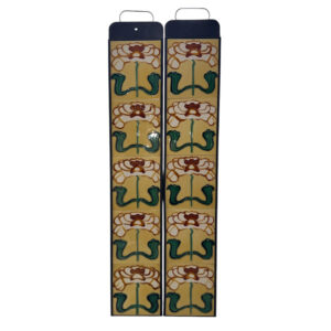 Tube Lined Cream Iris on Yellow Tile Set