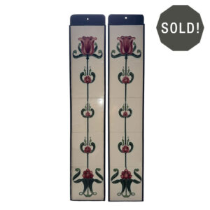 Tube Lined Burgundy & Ivory Tulip Tiles