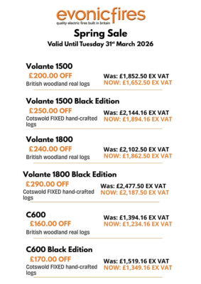 Evonic Fires Spring Sale