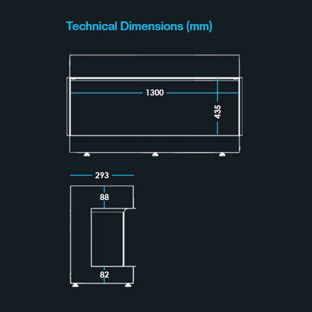 Solution Pure Electric Fire 1300 Measurements