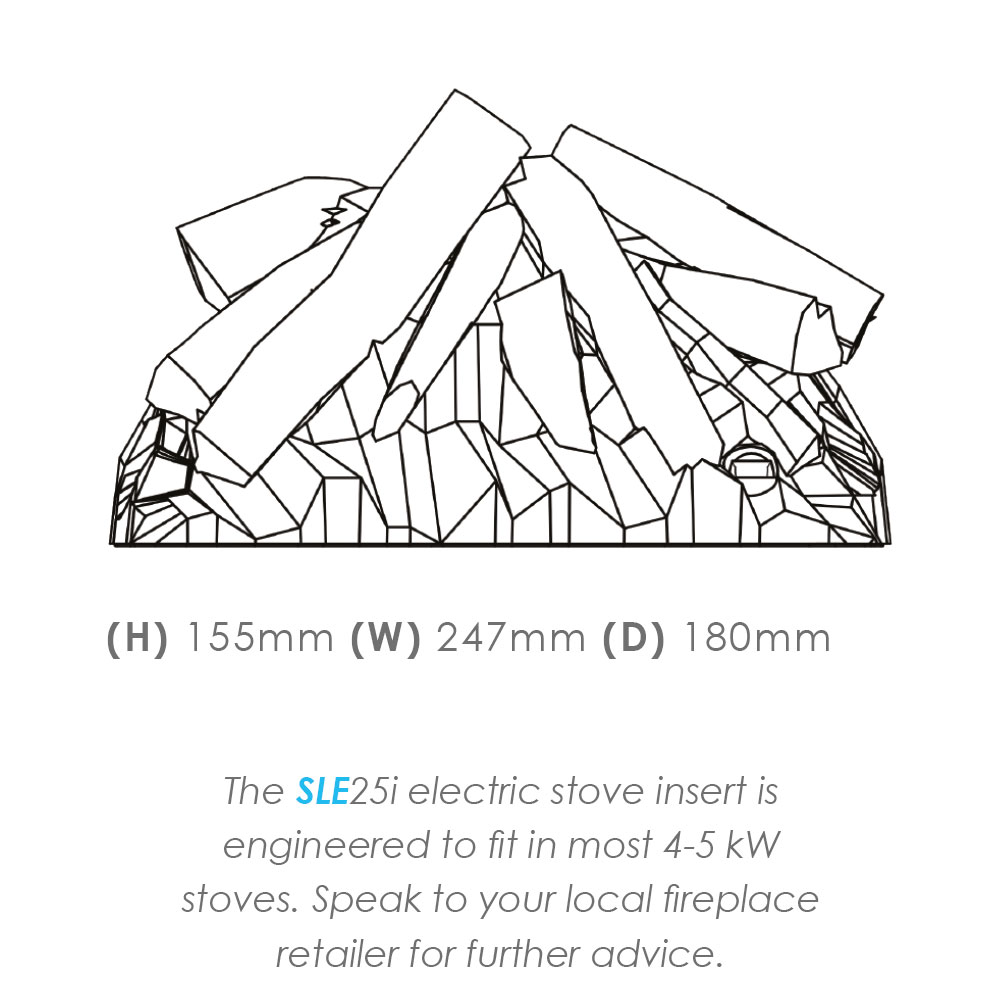 Solution SLE25i Electric Stove Insert Measurements