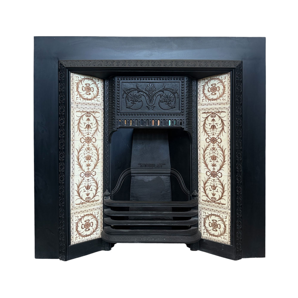 Antique Neo Classical Tiles Shown in Antique Victorian "Kingsley" Tiled Insert