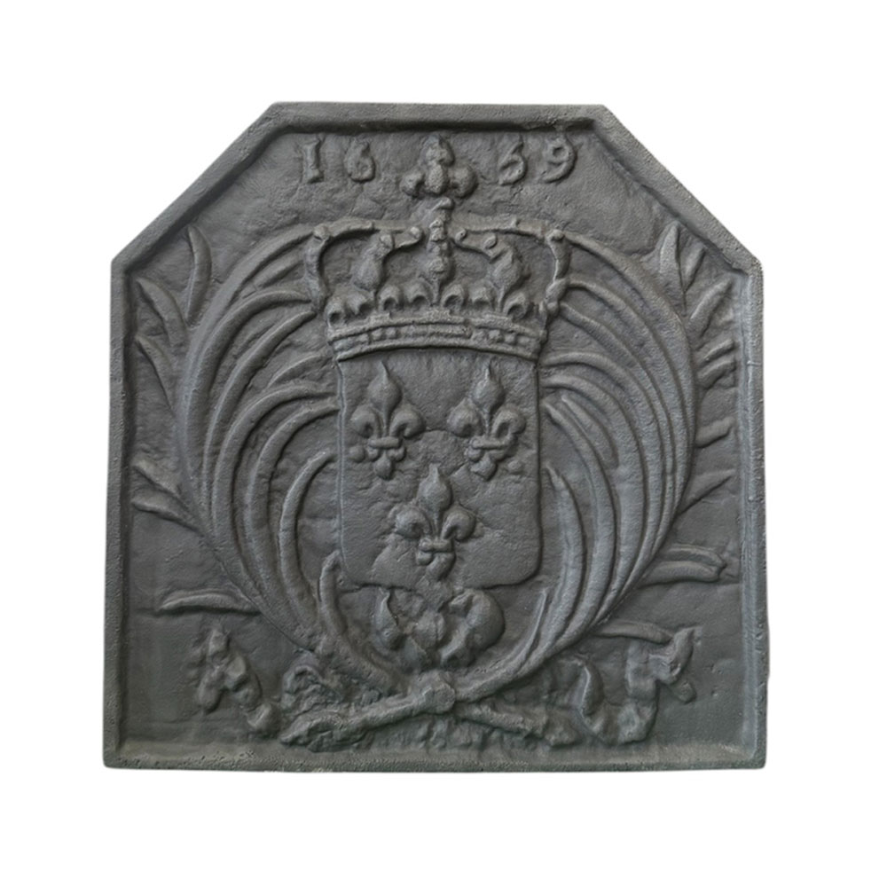 French Royal Coat of Arms Fleur-de-Lys Cast Iron Fireback
