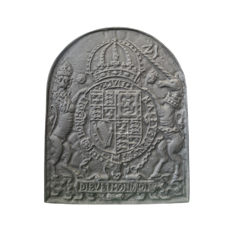 Royal Coat of Arms 'Dieu et Mon Droit' Cast Iron Fireback
