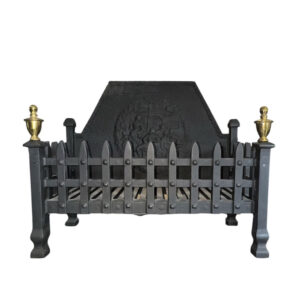 Castle Fire Basket with Brass Finials