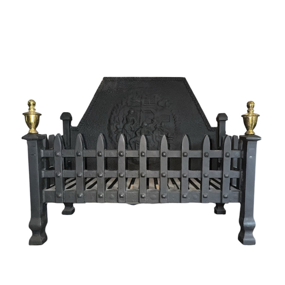 Castle Fire Basket with Brass Finials